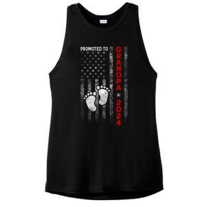 Promoted To Grandpa 2024 American Flag New Papa Patriotic Ladies PosiCharge Tri-Blend Wicking Tank