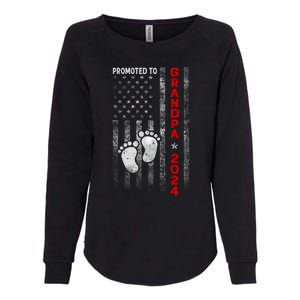 Promoted To Grandpa 2024 American Flag New Papa Patriotic Womens California Wash Sweatshirt