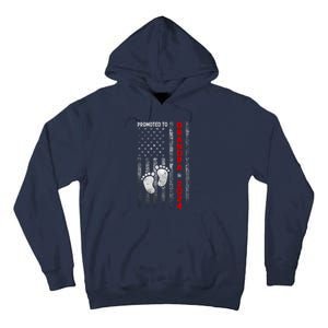 Promoted To Grandpa 2024 American Flag New Papa Patriotic Tall Hoodie