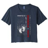 Promoted To Grandpa 2024 American Flag New Papa Patriotic Women's Crop Top Tee