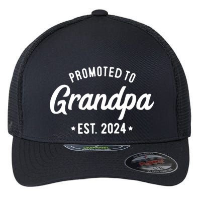 Promoted To Grandpa 2024 Soon To Be Grandfather New Grandpa Flexfit Unipanel Trucker Cap