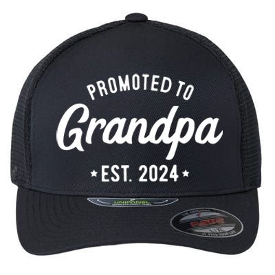 Promoted To Grandpa 2024 Soon To Be Grandfather New Grandpa Flexfit Unipanel Trucker Cap