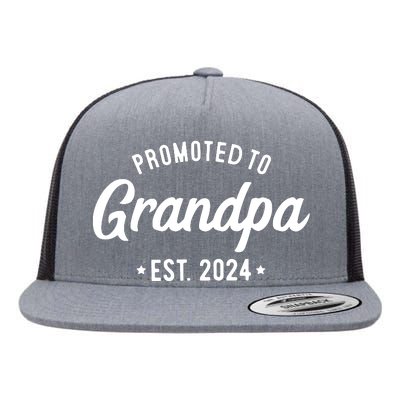 Promoted To Grandpa 2024 Soon To Be Grandfather New Grandpa Flat Bill Trucker Hat