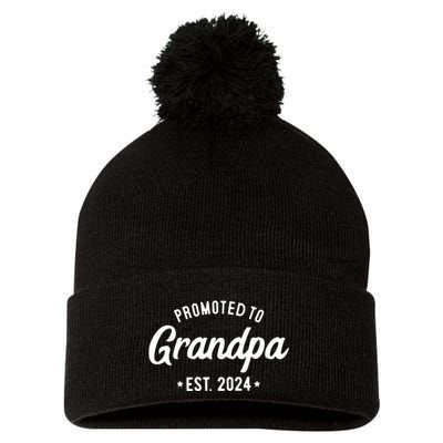 Promoted To Grandpa 2024 Soon To Be Grandfather New Grandpa Pom Pom 12in Knit Beanie