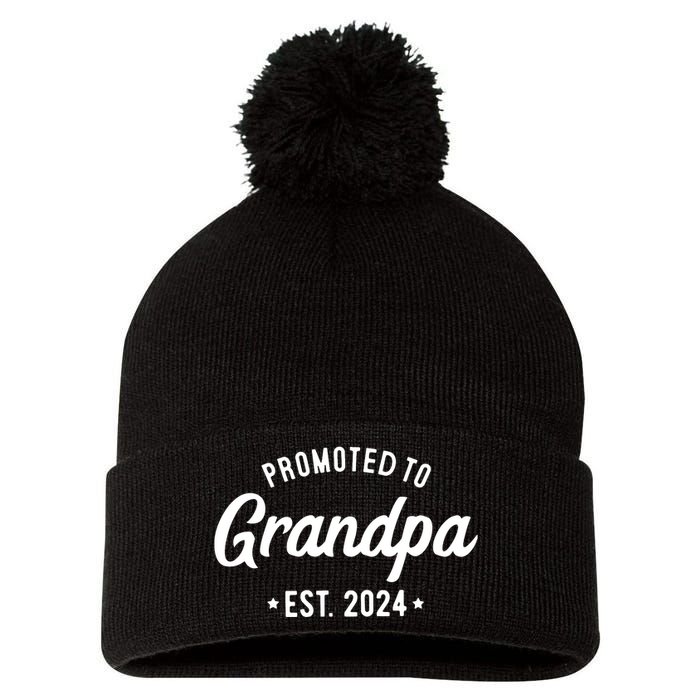 Promoted To Grandpa 2024 Soon To Be Grandfather New Grandpa Pom Pom 12in Knit Beanie