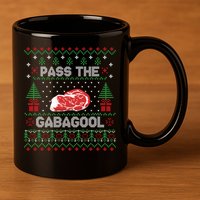 Pass The Gabagool Tacky Ugly Christmas Sweater For Women 11oz C Handle Ceramic Mug
