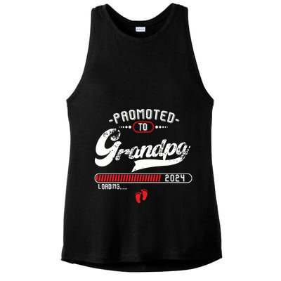 Promoted To Grandpa Est 2024 Loading Pregnancy Announcement Ladies PosiCharge Tri-Blend Wicking Tank