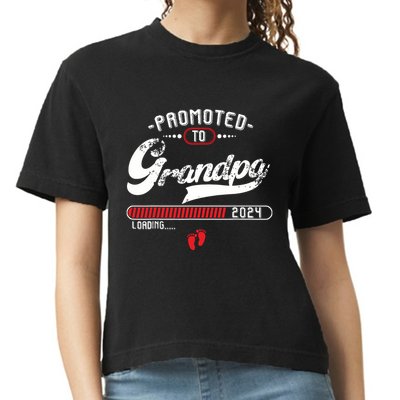 Promoted To Grandpa Est 2024 Loading Pregnancy Announcement Comfort Colors Boxy T-Shirt