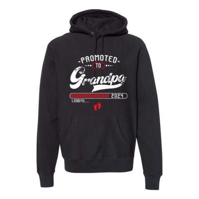 Promoted To Grandpa Est 2024 Loading Pregnancy Announcement Premium Hoodie