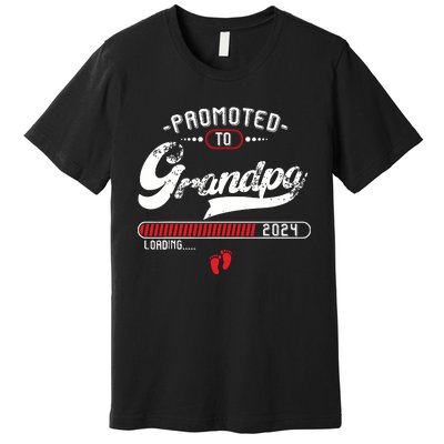 Promoted To Grandpa Est 2024 Loading Pregnancy Announcement Premium T-Shirt