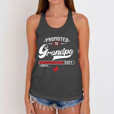 Promoted To Grandpa Est 2024 Loading Pregnancy Announcement Women's Knotted Racerback Tank
