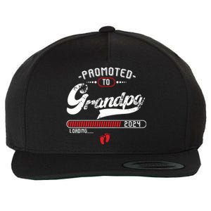 Promoted To Grandpa Est 2024 Loading Pregnancy Announcement Wool Snapback Cap