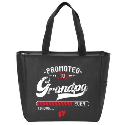 Promoted To Grandpa Est 2024 Loading Pregnancy Announcement Zip Tote Bag