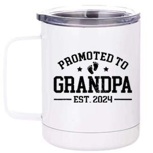 Promoted To Grandpa Est 2024 Grandparents Baby Announcement 12 oz Stainless Steel Tumbler Cup