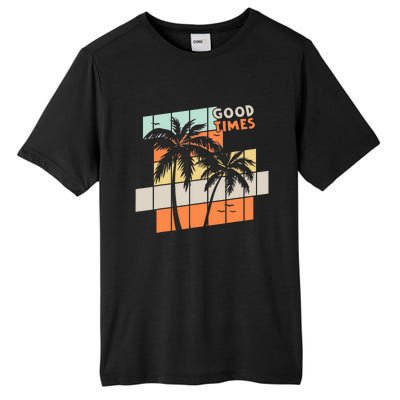 Palm Trees Good Times Retro Palm Trees Beach Summer Tall Fusion ChromaSoft Performance T-Shirt