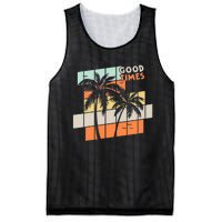 Palm Trees Good Times Retro Palm Trees Beach Summer Mesh Reversible Basketball Jersey Tank