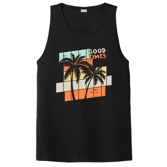 Palm Trees Good Times Retro Palm Trees Beach Summer PosiCharge Competitor Tank