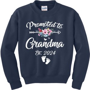 Promoted To Grandma 2024 First Time New Grandma Pregnancy Kids Sweatshirt