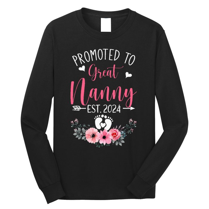 Promoted To Great Nanny Est 2024 Mothers Day Long Sleeve Shirt