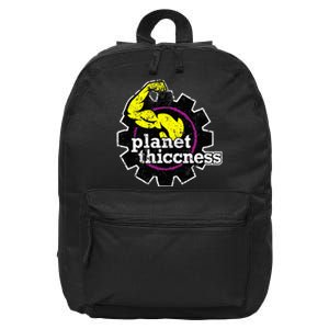 Planet Thiccness Gym Thickness Funny Joke Workout Lover 16 in Basic Backpack