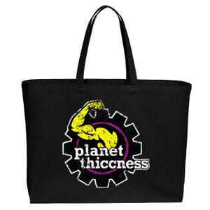 Planet Thiccness Gym Thickness Funny Joke Workout Lover Cotton Canvas Jumbo Tote