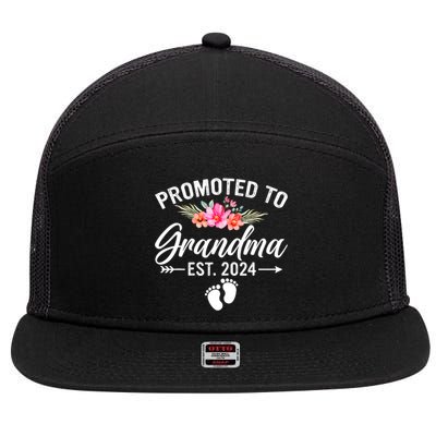 Promoted To Grandma 2024 First Time New Grandma Pregnancy 7 Panel Mesh Trucker Snapback Hat