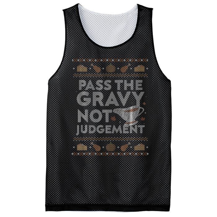 Pass The Gravy Not Judget Funny Ugly Thanksgiving Mesh Reversible Basketball Jersey Tank