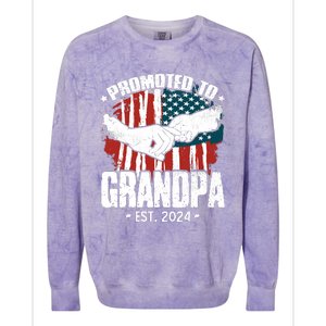 Promoted To Grandpa 2024 Patriotic Grandpa To Be Fathers Day Colorblast Crewneck Sweatshirt