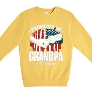 Promoted To Grandpa 2024 Patriotic Grandpa To Be Fathers Day Premium Crewneck Sweatshirt