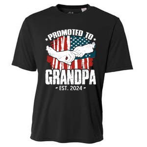 Promoted To Grandpa 2024 Patriotic Grandpa To Be Fathers Day Cooling Performance Crew T-Shirt