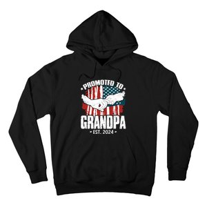 Promoted To Grandpa 2024 Patriotic Grandpa To Be Fathers Day Hoodie