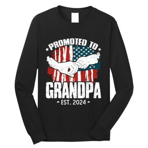 Promoted To Grandpa 2024 Patriotic Grandpa To Be Fathers Day Long Sleeve Shirt