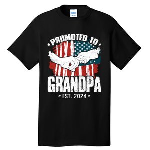 Promoted To Grandpa 2024 Patriotic Grandpa To Be Fathers Day Tall T-Shirt