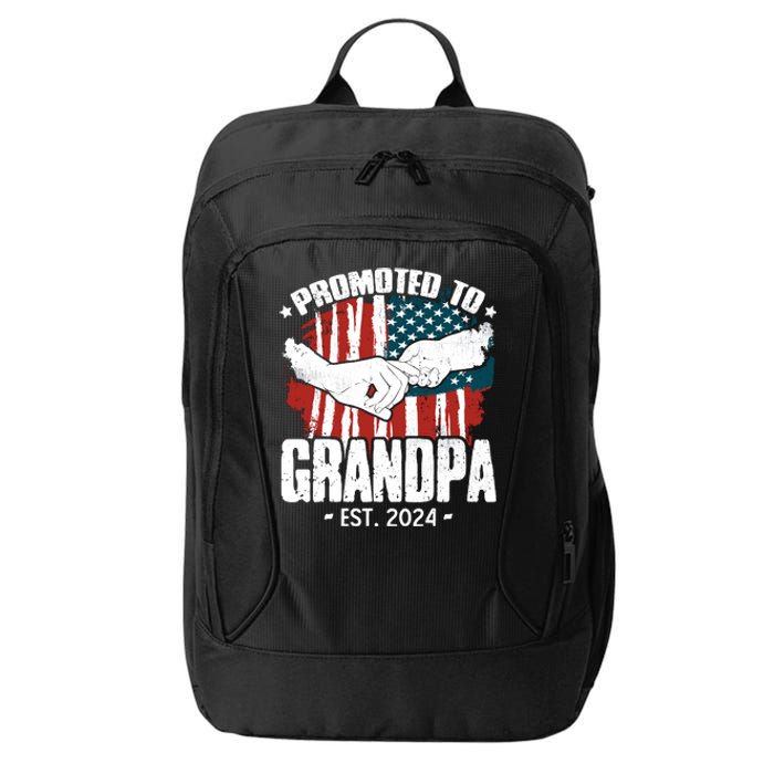 Promoted To Grandpa 2024 Patriotic Grandpa To Be Fathers Day City Backpack