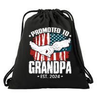 Promoted To Grandpa 2024 Patriotic Grandpa To Be Fathers Day Drawstring Bag