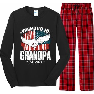 Promoted To Grandpa 2024 Patriotic Grandpa To Be Fathers Day Long Sleeve Pajama Set