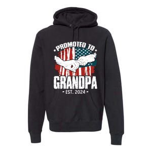 Promoted To Grandpa 2024 Patriotic Grandpa To Be Fathers Day Premium Hoodie