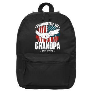 Promoted To Grandpa 2024 Patriotic Grandpa To Be Fathers Day 16 in Basic Backpack