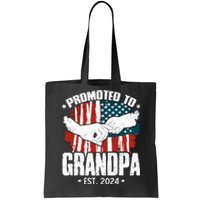 Promoted To Grandpa 2024 Patriotic Grandpa To Be Fathers Day Tote Bag