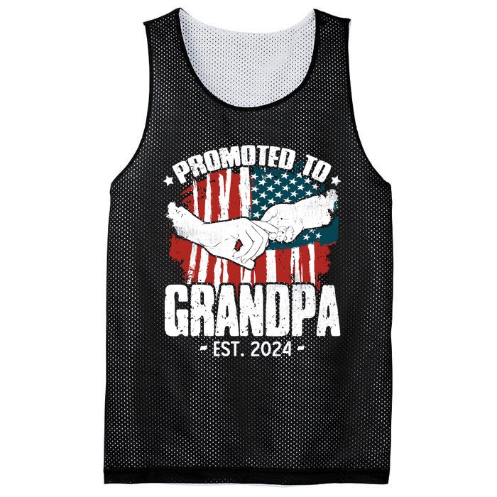 Promoted To Grandpa 2024 Patriotic Grandpa To Be Fathers Day Mesh Reversible Basketball Jersey Tank