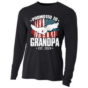 Promoted To Grandpa 2024 Patriotic Grandpa To Be Fathers Day Cooling Performance Long Sleeve Crew