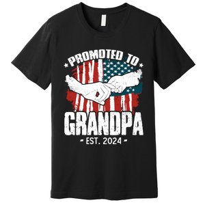 Promoted To Grandpa 2024 Patriotic Grandpa To Be Fathers Day Premium T-Shirt