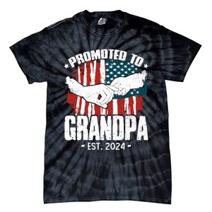 Promoted To Grandpa 2024 Patriotic Grandpa To Be Fathers Day Tie-Dye T-Shirt