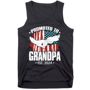 Promoted To Grandpa 2024 Patriotic Grandpa To Be Fathers Day Tank Top