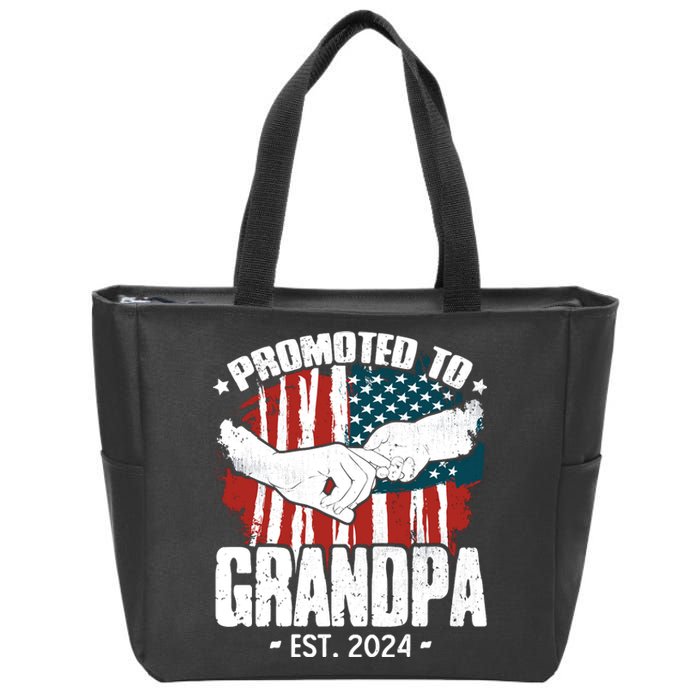 Promoted To Grandpa 2024 Patriotic Grandpa To Be Fathers Day Zip Tote Bag