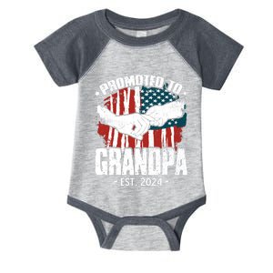 Promoted To Grandpa 2024 Patriotic Grandpa To Be Fathers Day Infant Baby Jersey Bodysuit