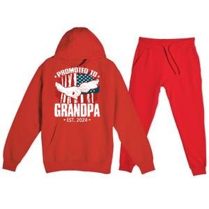 Promoted To Grandpa 2024 Patriotic Grandpa To Be Fathers Day Premium Hooded Sweatsuit Set