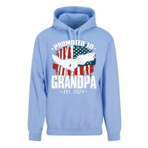 Promoted To Grandpa 2024 Patriotic Grandpa To Be Fathers Day Unisex Surf Hoodie