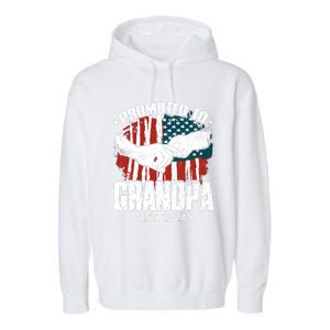 Promoted To Grandpa 2024 Patriotic Grandpa To Be Fathers Day Garment-Dyed Fleece Hoodie