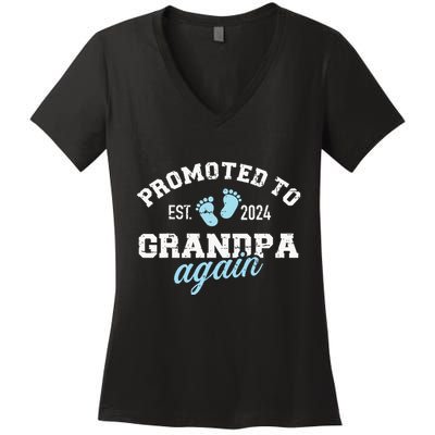 Promoted To Grandpa 2024 Again Women's V-Neck T-Shirt